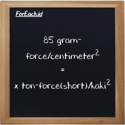 Contoh konversi gram-force/centimeter<sup>2</sup> ke ton-force(short)/kaki<sup>2</sup> (gf/cm<sup>2</sup> ke tf/ft<sup>2</sup>)